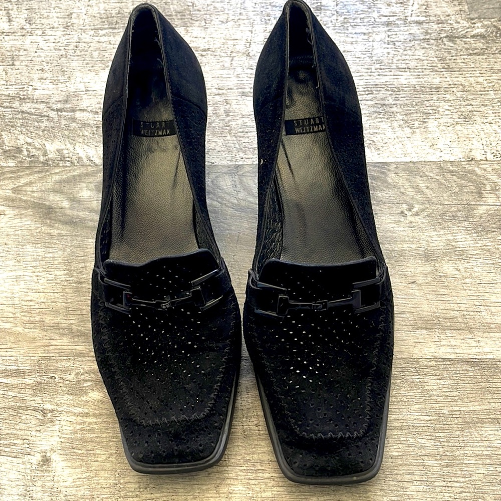 Vintage Stuart Weitzman Black Heeled Loafers